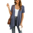 thumbnail image 4 of Uvplove Women's Short Sleeve Summer Open Front Cardigan Lightweight Knit with Pcokets,Purple Grey,XXL, 4 of 9