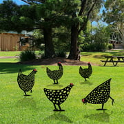 5Pcs Chicken Garden Yard Art Decor Acrylic Statue Decor Backyard Lawn Ornaments Hen Animal Shape Decor