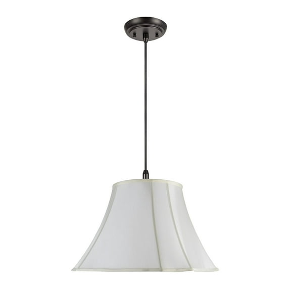 Aspen Creative 74006 Two-Light Hanging Pendant Ceiling Light with Transitional Scallop Bell Fabric Lamp Shade, Off White, 18" width