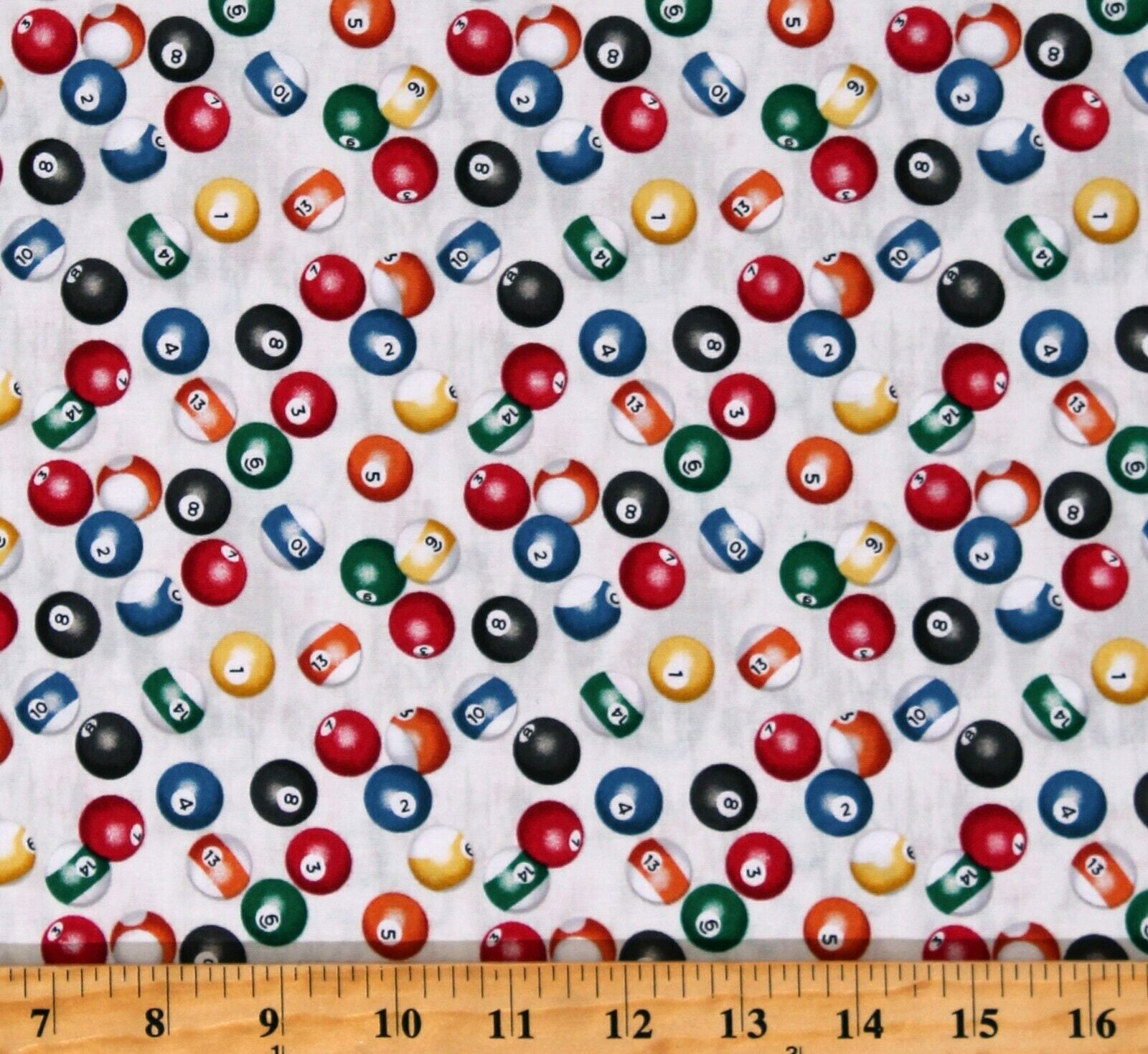 Cotton Billiards Billiard Balls Games Game Night Man Cave Cream Cotton Fabric Print by the Yard
