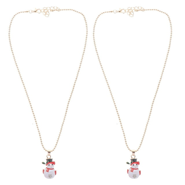 2Pcs Mode Collier en Alliage de Noël Bonhomme de Neige Forme Collier Partie Bijoux