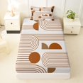 thumbnail image 4 of Castle Fairy Vintage Linear Arch Pattern Twin Sheets 3pcs,Mid Century Retro Aesthetics Bedding,Cream Coffee Brown,1 Flat Sheet, 1 Fitted Sheet and 1 Pillowcase, 4 of 7