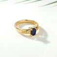 thumbnail image 4 of Gem Stone King 1.00 Cttw Oval Blue Sapphire 18K Yellow Gold Plated Silver Ring for Women | Oval 7x5mm | Wedding Engagement Anniversary Promise Ring for Women, 4 of 5