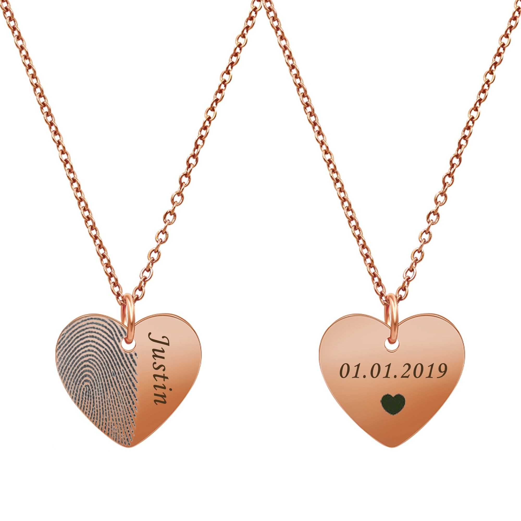 Anavia Personalized Half Heart Fingerprint Necklace Memorial Fingerprint Necklace Memorial