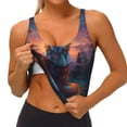 thumbnail image 3 of Fotbe Starry Sky Meditating Fox Sujetador Deportivo Largo sin Aros para Mujer con Almohadillas y Soporte Medio, Transpirable y Absorbente, Camiseta Tipo Chaleco o Tank Top-XX-Large, 3 of 8