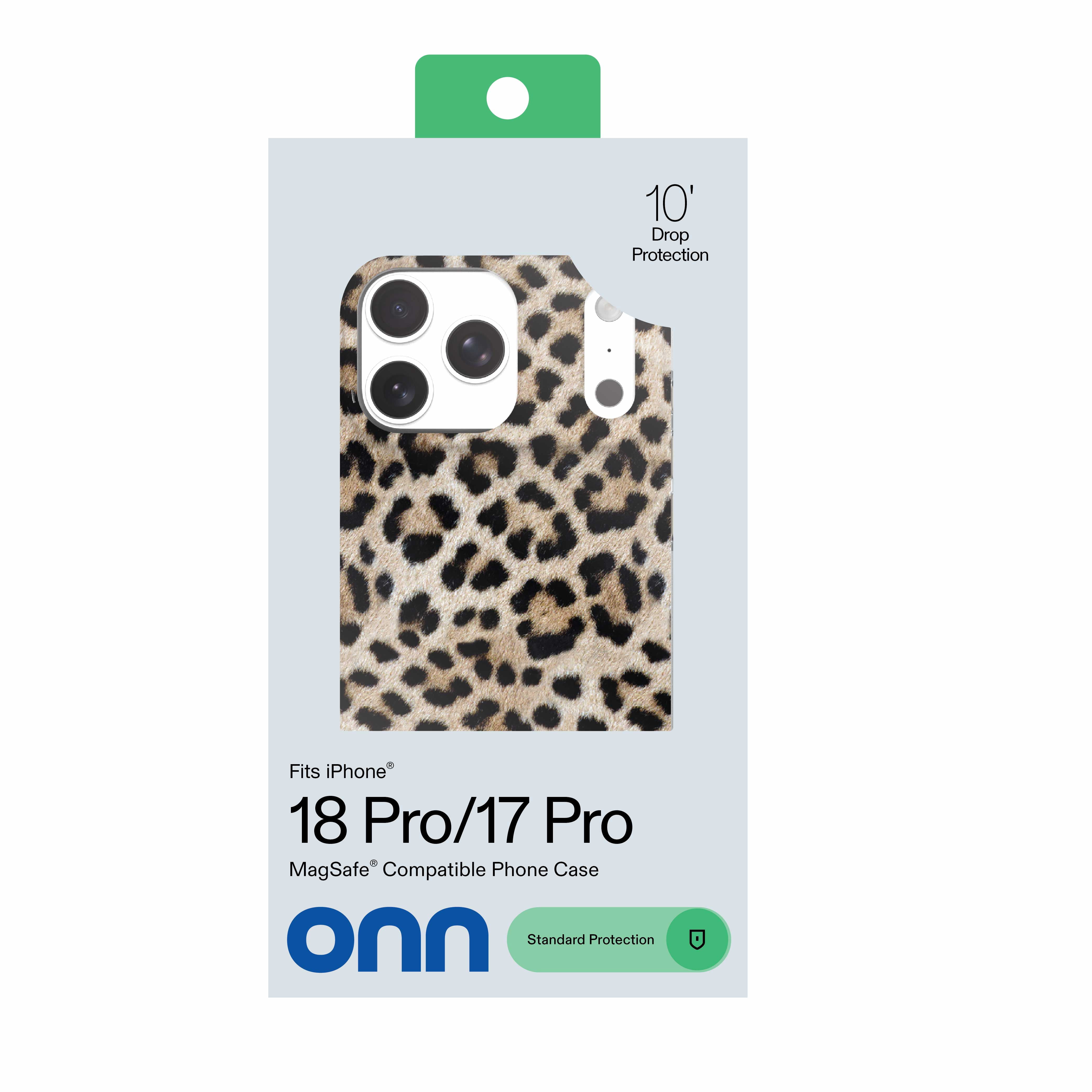 onn Phone Case for iPhone 18 Pro / 17 Pro, MagSafe Compatible - Cheetah Print