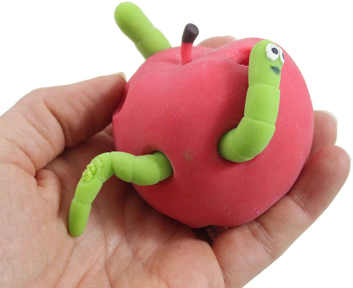 Apple with Worms Peek a Boo Stretchy Fidget Toy Soothing Calm Anxiety Focus 