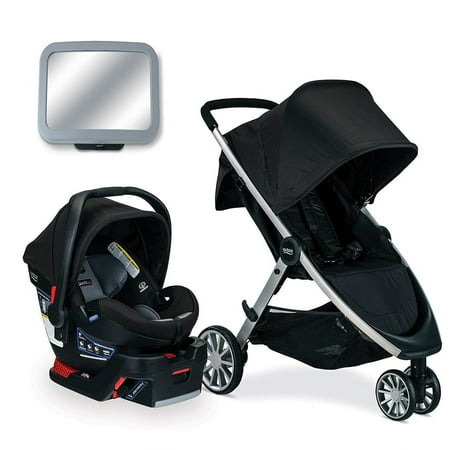Britax B-Lively & B-Safe Ultra Travel System, Noir With Back Seat Mirror