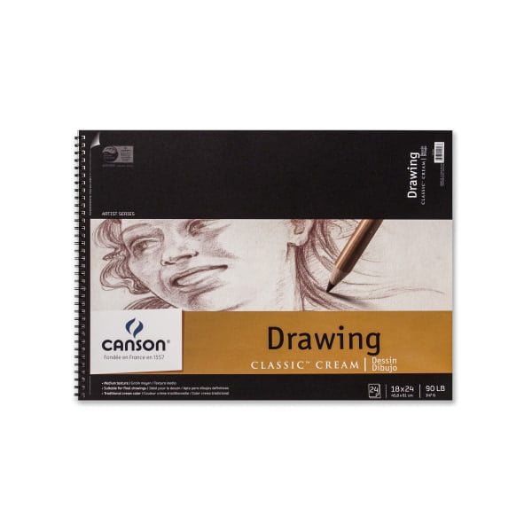 Canson 18Inch by 24Inch Classic Cream Drawing Paper Pad, 24Sheet