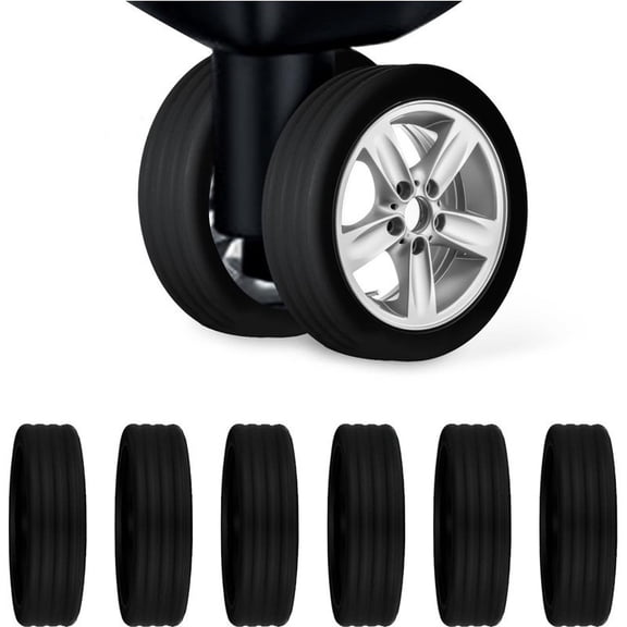 12pcs Black Silicone Luggage Wheel Covers, Durable Suitcase & Desk Chair Wheel Protectors, Noise Reduction