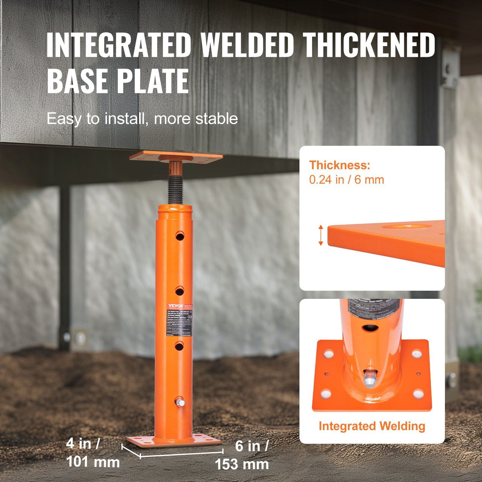 House Floor Jack 19-36 Inch Height Range 18000 lbs Max Load Capacity Adjustable Support Beam Basement Jack Post Pole for Leveling Lift Support Steel Telescoping Jack Post for Temporary Support