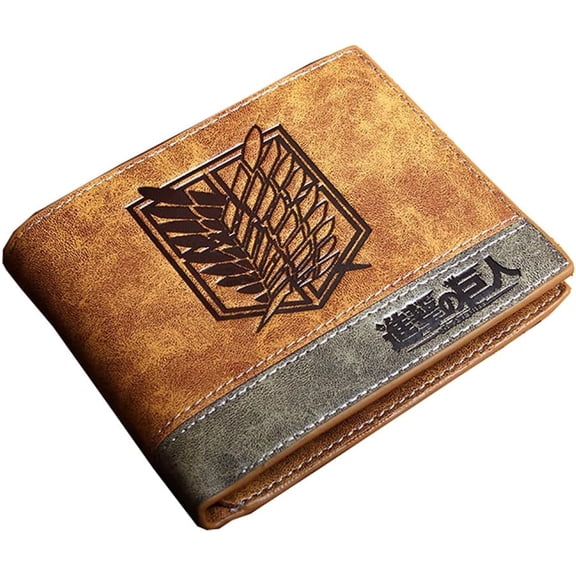 Attack on Titan Wallet Anime Eren Multi-Card Compact Center Flip Bifold Wallet Gifts for Men