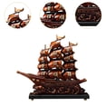 thumbnail image 6 of Esquirla Chinese Sailboat Statue Feng Shui Ornament, Home Decor Resin Sailing Boat Figurine Ship Model Sculpture for Study Living Room Brown, 6 of 8