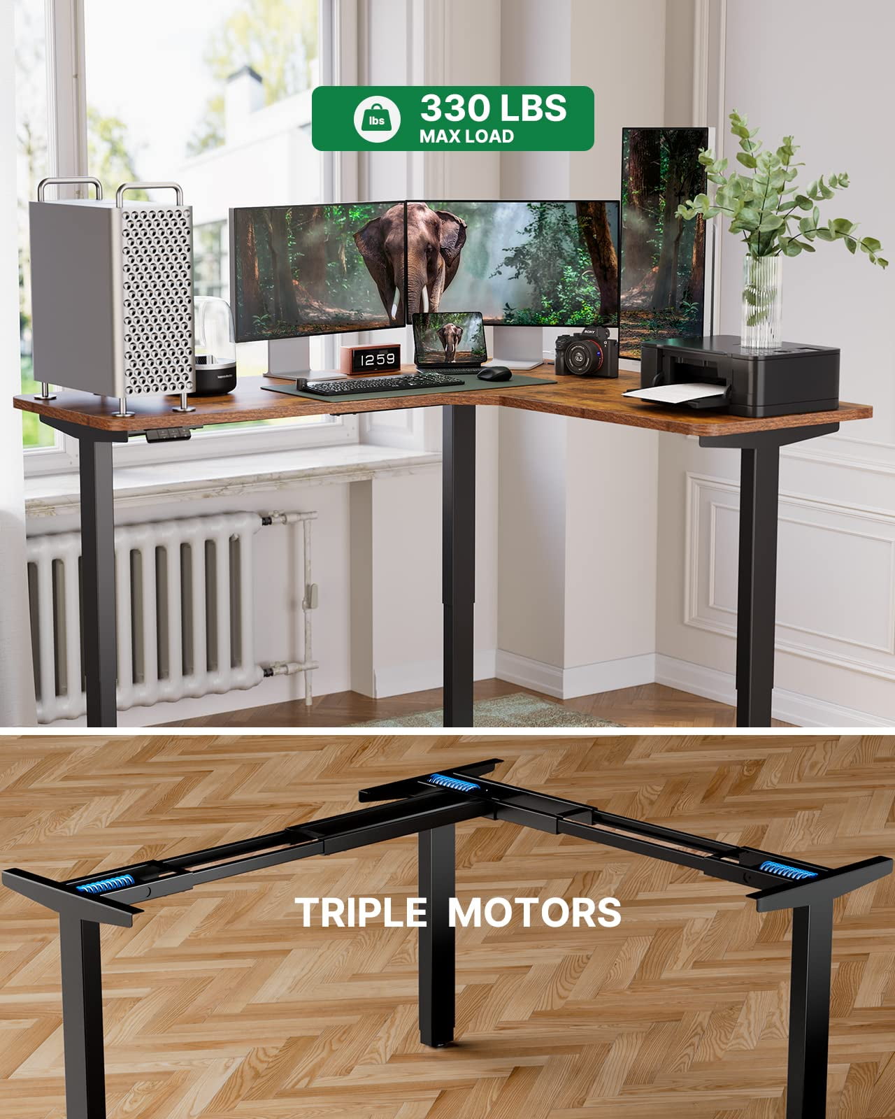Dripex Standing Desk, 63/ 71 L Shaped Desk Adjustable Height
