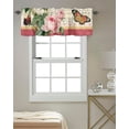 thumbnail image 3 of Valance Curtains Flower Butterfly Window Treatment Curtains Vintage Floral Pink Short Curtain Rod Pocket Valances for Kitchen Bathroom Living Room, 1 Panel 54x18 Inch, 3 of 5