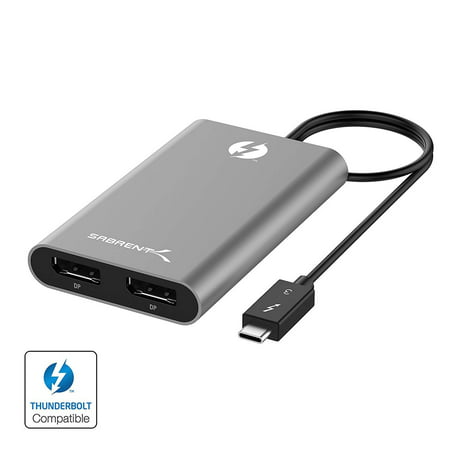Sabrent Thunderbolt 3 to Dual DisplayPort Adapter [Supports Up to Two 4K 60Hz Monitors on Mac and Some Windows Systems]