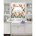 thumbnail image 3 of Orange Tulip Swag Curtains for Living Room/Bedroom Windows, Watercolor Retro Elegant Botanical Kitchen Curtains and Valances Set 36 Inch Length, Light Filtering Swags Valance Curtain Panels, 3 of 5
