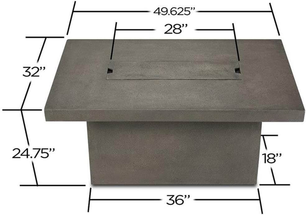 Real Flame Ventura 50" Rectangle Propane or Natural Gas Fire Pit Table With Hidden LP Tank in Glacier Gray