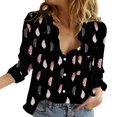 thumbnail image 1 of WZXFASHION Blouses à Manches Retroussables Col en V pour Femmes Tops Économies de Printemps Liquidation Chemises pour Femmes, 1 of 5