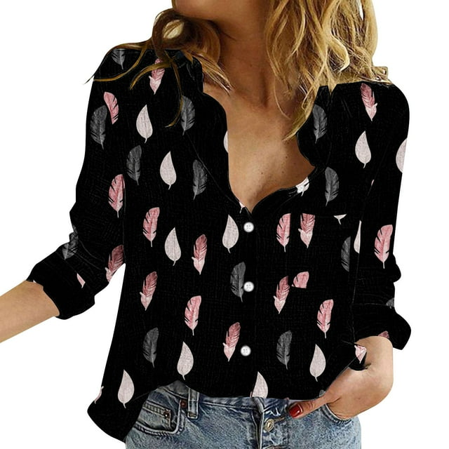 WZXFASHION Womens V Neck Roll Up Sleeve Down Blouses Tops Spring Savings Clearance Women Shirts