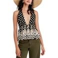 thumbnail image 1 of Free People - Camiseta con cuello halter para mujer, diseño de cita para el almuerzo, color negro, talla mediana Free People Cabestro, 1 of 1