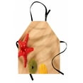 thumbnail image 1 of Seashells Apron Sea Shells on Beach Caribbean Exotic Coastline Summer Starfish, Unisex Kitchen Bib Apron with Adjustable Neck for Cooking Baking Gardening, Sand Brown Green Yellow Red, by Ambesonne, 1 of 3