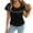 Black, variant on MIXUE Boho Tops For Women Summer Satin Solid Color Round Neck Short Sleeve Loose Fit Casual T Shirts Sportswear,Blue,S
