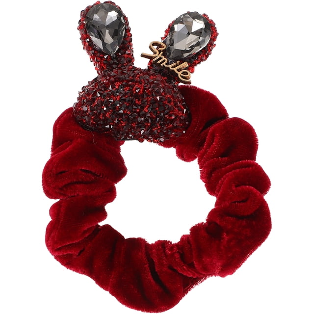 Lindo tocado de conejo para mujer, accesorios brillantes para el cabello, cinta elástica para el cabello grueso, joyería para el cabello para mujer, soporte para pulsera con lazo para el cabello