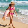 thumbnail image 4 of Big Girls Two Piece Bathing Suit V Neck Crop Top High Waist Bottom with Side Tie Swim Set for Pool 7-16Y, 4 of 5