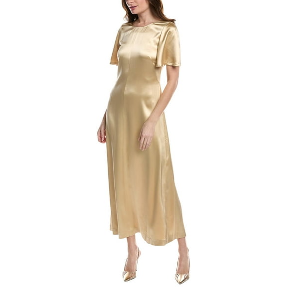 Rebecca Taylor womens  Double Face Charmeuse Silk Maxi Dress, 8, Gold