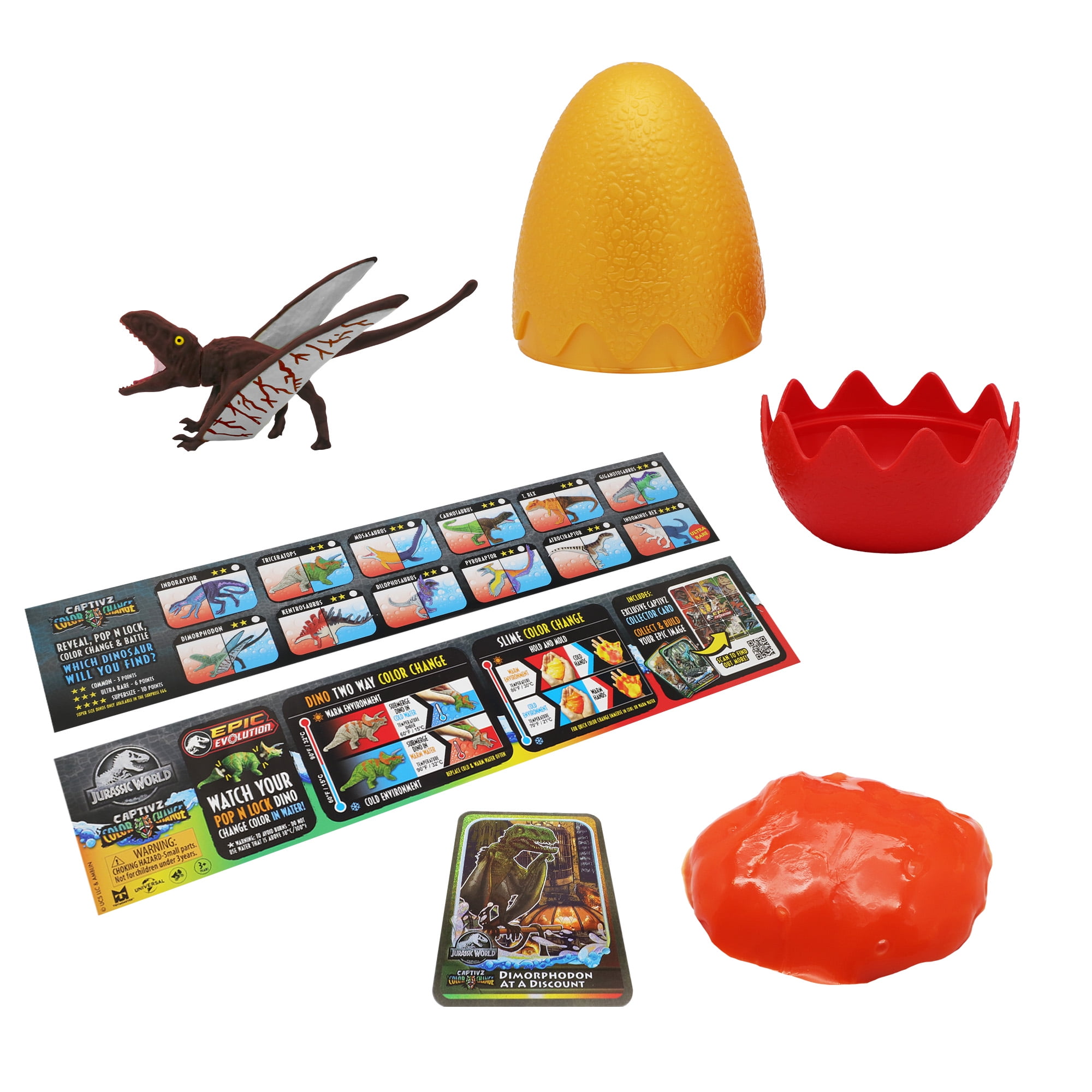 Jurassic World Color Change Dinosaur Edition 3 Pack Slime Egg Designed for Three Years Plus (Unisex) Multicolor Color Dinosaur