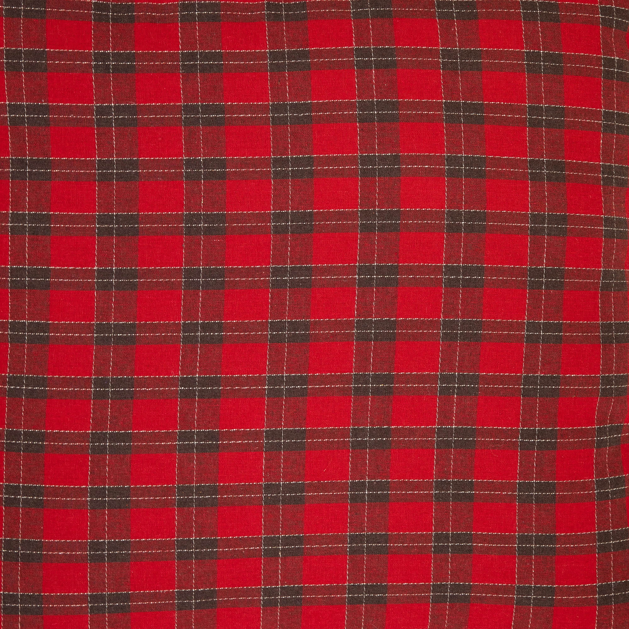 Square Plaid Christmas Throw Pillows - 18" x 18" - Red and Green - Set of 2
