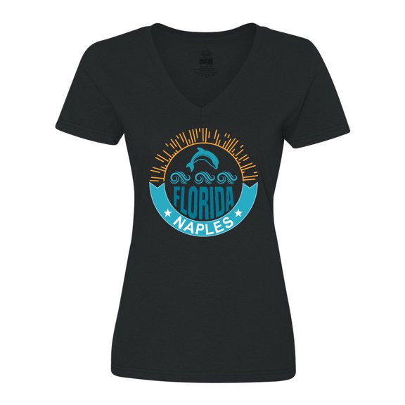 Inktastic Naples Florida Beach Vacation Women's V-Neck T-Shirt