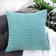 thumbnail image 2 of PiccoCasa 1 Piece Velvet Corn Striped Cushion Cover, 20" x 20", Cyan, 2 of 8