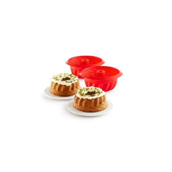 Lekue Mini Savarin Baking Mould 15cm Set of 2, Red