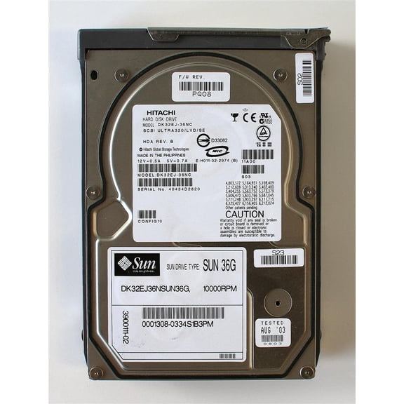36GB 10000RPM HDD, DK32EJ-36NC SCSI U320/LVD/SE, 3900111-02, 5405462-01 W/ TRAY