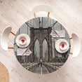 thumbnail image 3 of Ambesonne United States Fitted Round Tablecloth, Brooklyn Bridge Sight, 56"- 60" Diameter, Beige Brown, 3 of 4