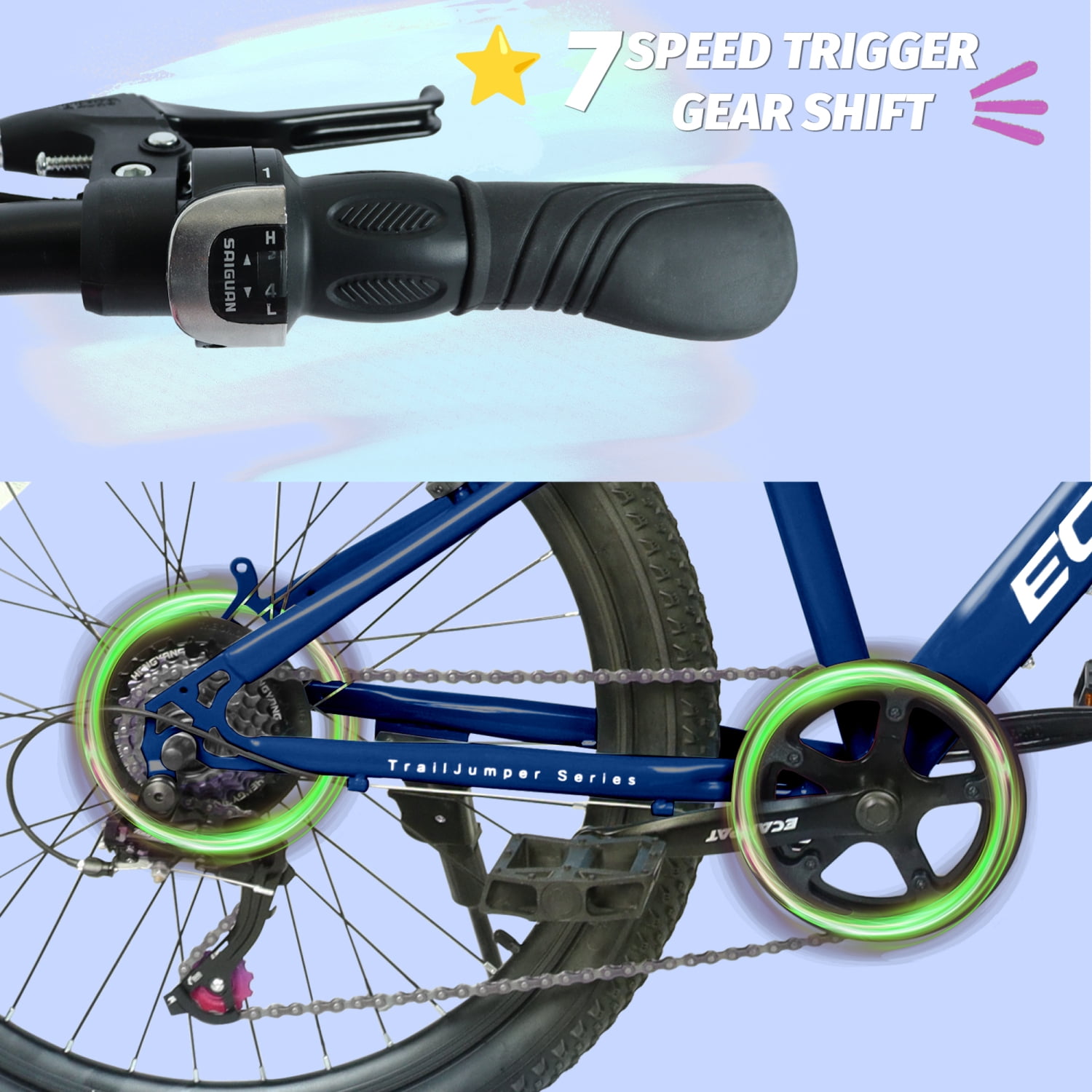 Ambifirner 24 Inch Mountain Bike with 7 Speeds & Front Suspension Durable Steel Frame, Alloy Rims & Disc Brakes Multiple Colors