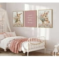 thumbnail image 2 of 3Pcs Cute bunny Canvas Wall Art Colorful wildflowers Posters Prints Bunny Nursery Wall Decor Pictures Pink Baby Inspirational Animal Paintings for Baby Girl Room Bedroom, 2 of 5