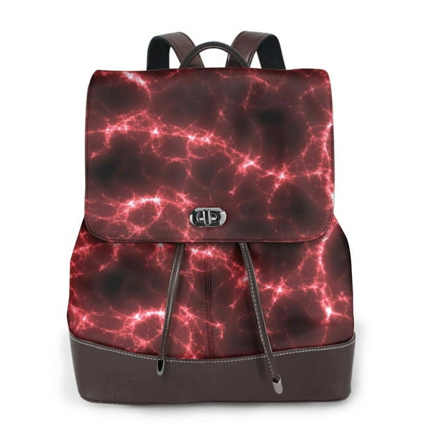 Disketp Red Line Mochila de Cuero para Mujer, Bolso de Espalda Antirrobo con Estilo para Viaje, Trabajo y Uso Diario