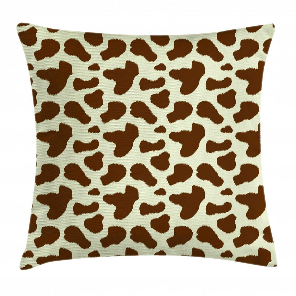 Cow Print Throw Pillow Cushion Cover, Cattle Skin with Brown Spots