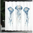 thumbnail image 3 of Ambesonne Abstract Art Shower Curtain, Jellyfish Illustration, 69"Wx84"L, Blue Grey Pale Salmon, 3 of 4