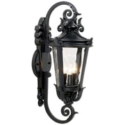 John Timberland Casa Marseille Vintage Rustic Outdoor Wall Light Fixture Black Scroll Arm 21 1/2 Clear Hammered Glass for Post Exterior Barn Deck