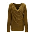 thumbnail image 7 of biudgviw Blouses for Women Dressy Casual Long Sleeve Going Out Tops Cowl Neck Slim Fitted Sparkly Shirts for Party Club, 7 of 7