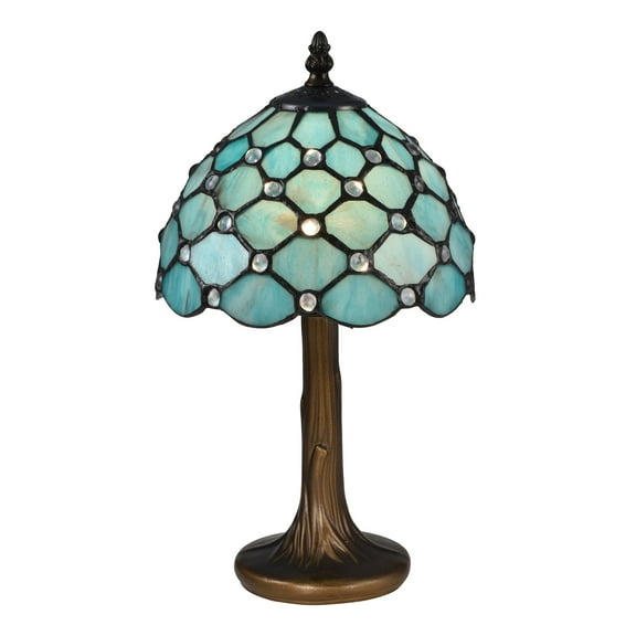 Art Glass Designs 15" Antique Finish Castle Point Table Lamp with Dome Shade
