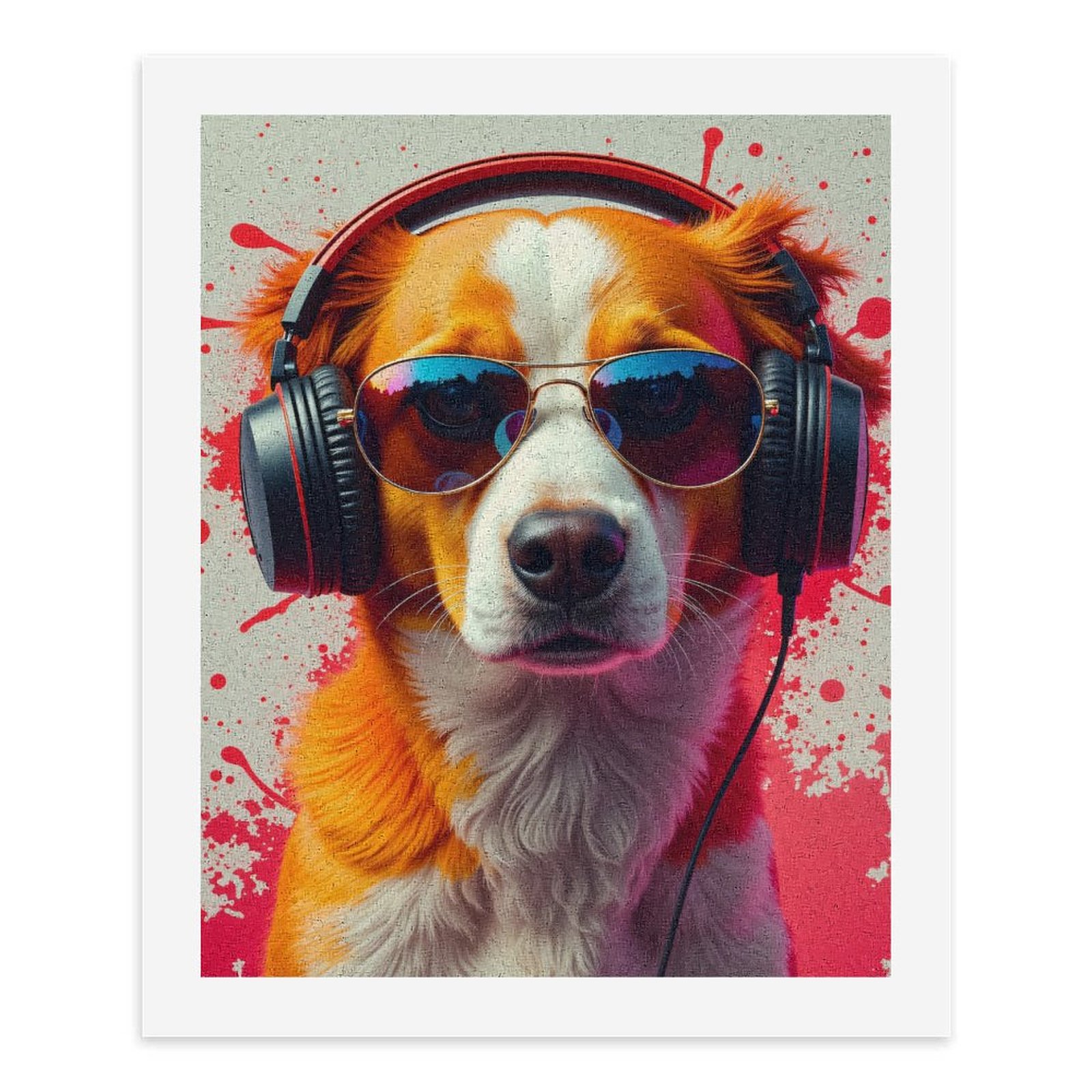 Paint By Numbers Kit for Adults Beginner - DIY Cool Dog Headphones Sunglasses Art Canvas Painting Kits for Adults, Frameless Paint By Number for Adults for Home Wall Decor 16x20 Inch
