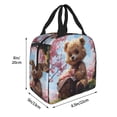 thumbnail image 2 of Yiaed Romantic Floral Bear Print Insulated Lunch Bag Reusable Cute Tote Lunch Box, Leakproof Cooler Lunch Bags for Work Office Travel School Picnic, 2 of 5