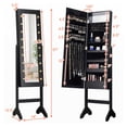 thumbnail image 6 of LIVIZA Full-Length Mirror Jewelry Cabinet with LED Light, Standing Jewelry Armoire Organizer with Makeup Storage,Black, 6 of 8