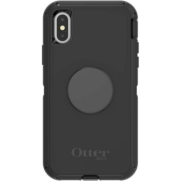 OtterBox Defender Series Case with PopSockets Swappable PopTop for iPhone X and XS, Black and Aluminum Black