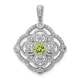 thumbnail image 3 of 14K White Gold Plated Diamond & Peridot Fancy Pendant, 3 of 5